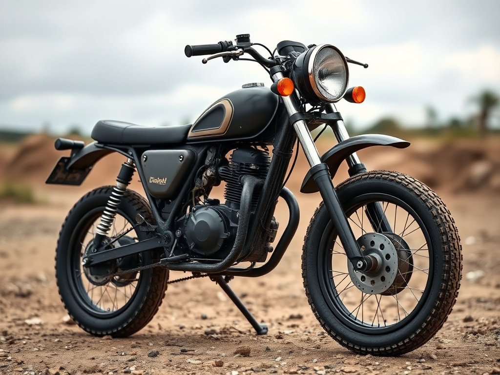 Rugged diesel-powered mini bike parked outdoors